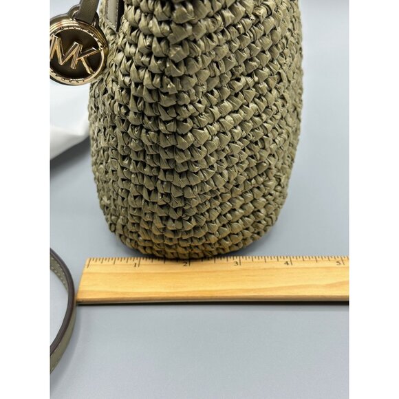 Michael Kors Safari Green Quinn Extra Small North South Straw Tote 32S5GQNC0W - Picture 16 of 16